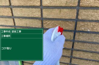 つくば市、コケを除去しジョイントシールドで外壁タイルを塗装!