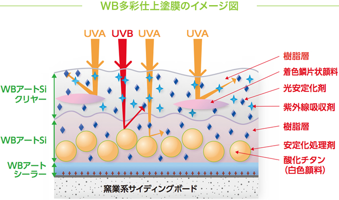 WB多彩仕上塗膜のイメージ図