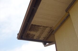石岡市で築40年の軒天を調査!黒ずみの正体は?!